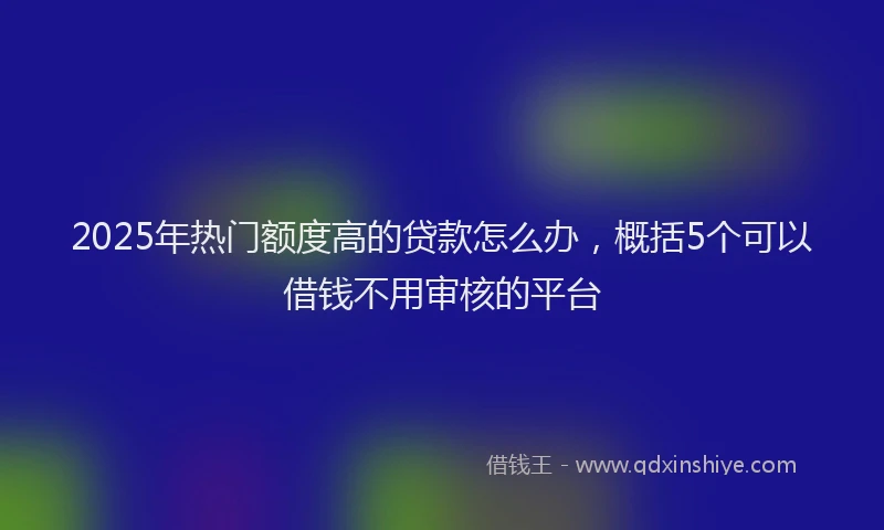 2025年热门额度高的贷款怎么办，概括5个可以借钱不用审核的平台