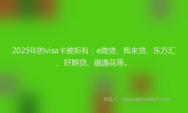 2025年的visa卡被拒有：e微贷、我来贷、东方汇、好期贷、融逸花等。