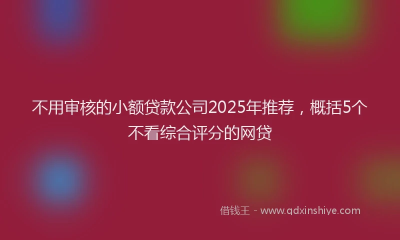 不用审核的小额贷款公司2025年推荐，概括5个不看综合评分的网贷