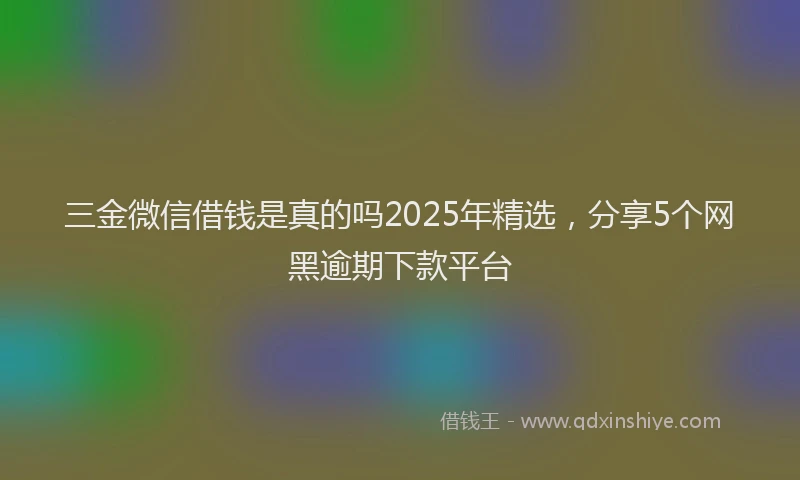三金微信借钱是真的吗2025年精选，分享5个网黑逾期下款平台