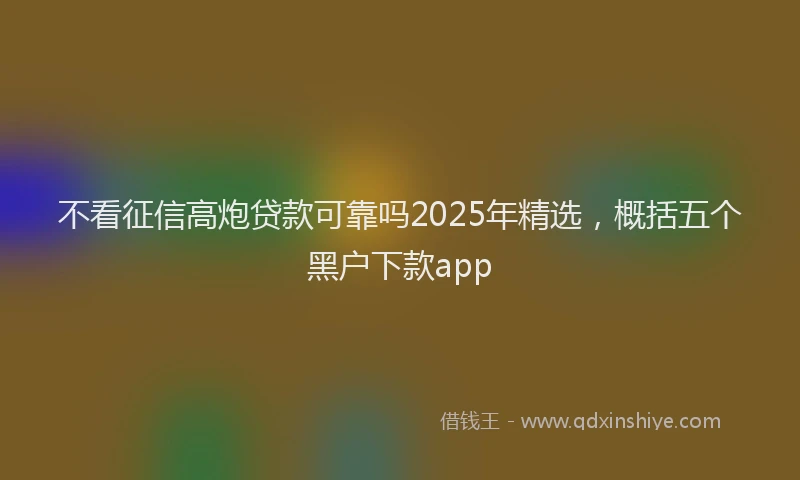 不看征信高炮贷款可靠吗2025年精选，概括五个黑户下款app