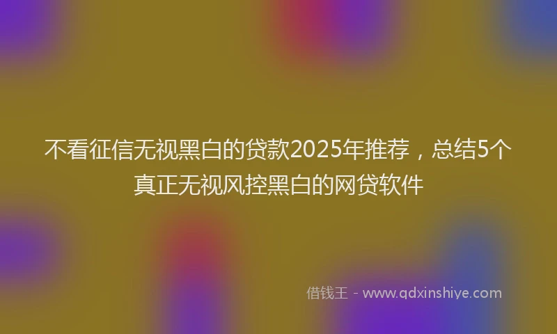 不看征信无视黑白的贷款2025年推荐，总结5个真正无视风控黑白的网贷软件