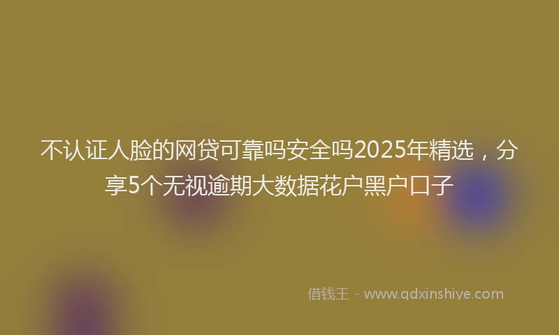 不认证人脸的网贷可靠吗安全吗2025年精选，分享5个无视逾期大数据花户黑户口子