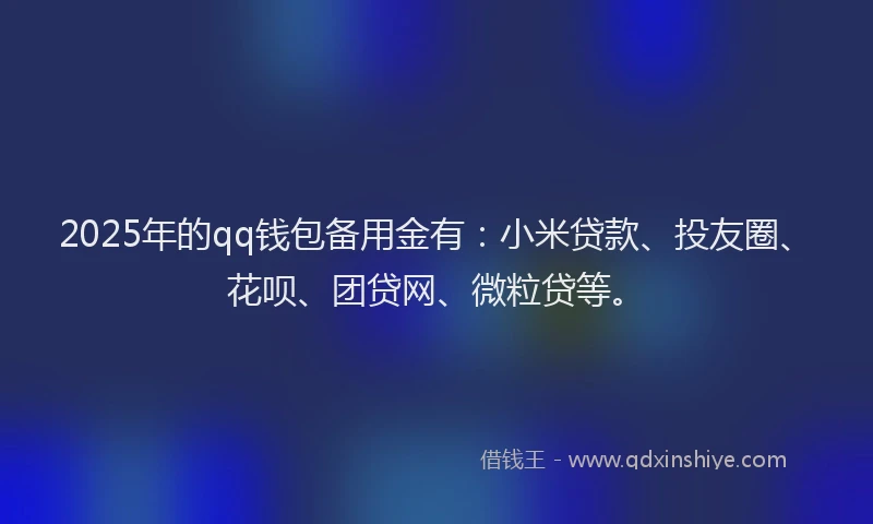 2025年的qq钱包备用金有：小米贷款、投友圈、花呗、团贷网、微粒贷等。