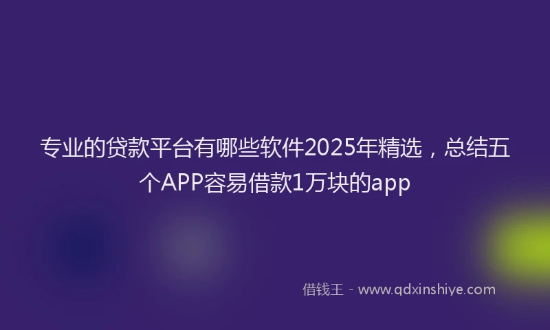 专业的贷款平台有哪些软件2025年精选，总结五个APP容易借款1万块的app