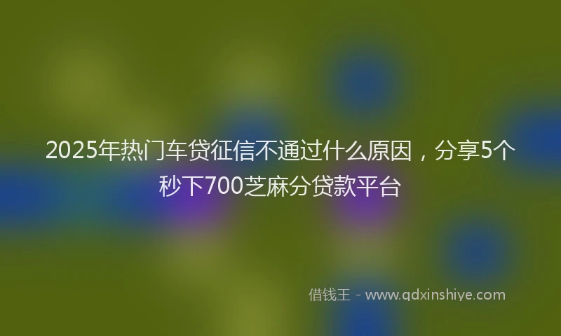 2025年热门车贷征信不通过什么原因，分享5个秒下700芝麻分贷款平台