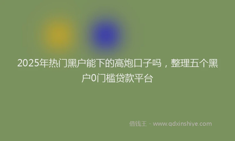 2025年热门黑户能下的高炮口子吗，整理五个黑户0门槛贷款平台