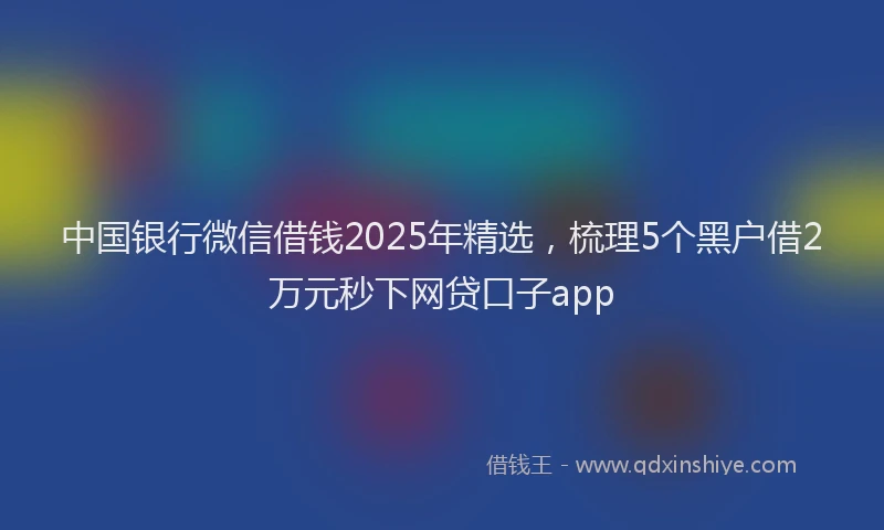 中国银行微信借钱2025年精选，梳理5个黑户借2万元秒下网贷口子app
