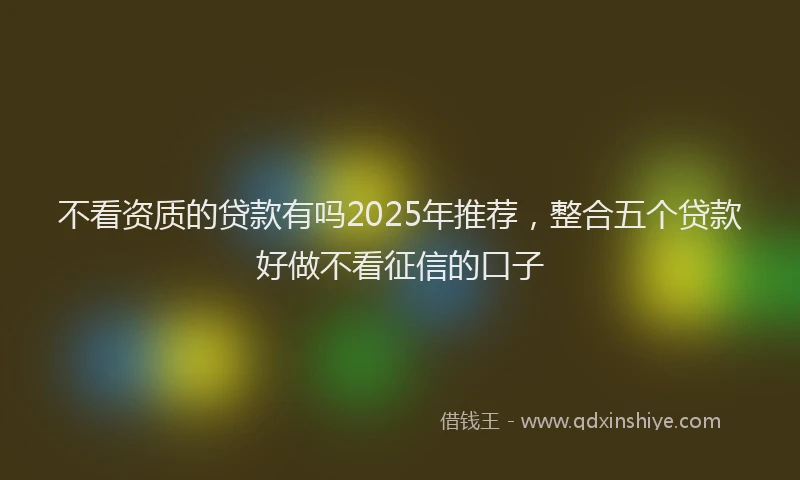 不看资质的贷款有吗2025年推荐，整合五个贷款好做不看征信的口子