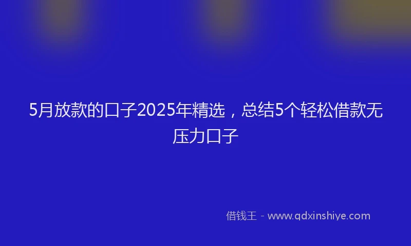 5月放款的口子2025年精选，总结5个轻松借款无压力口子