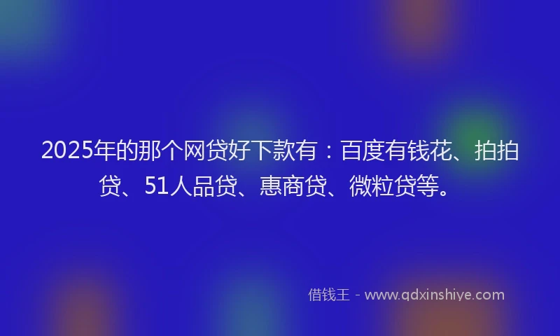 2025年的那个网贷好下款有：百度有钱花、拍拍贷、51人品贷、惠商贷、微粒贷等。