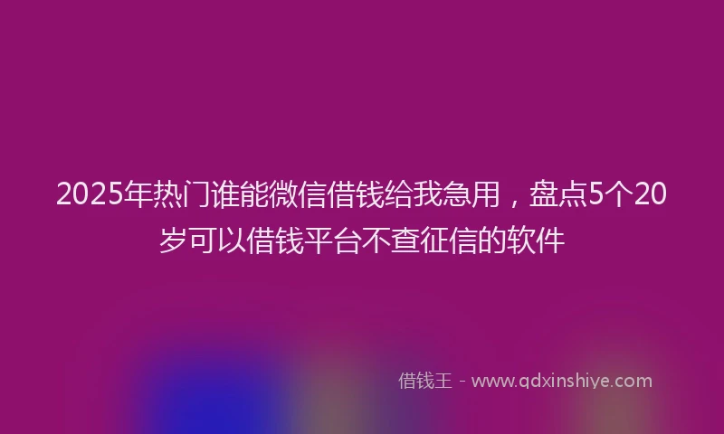 2025年热门谁能微信借钱给我急用，盘点5个20岁可以借钱平台不查征信的软件