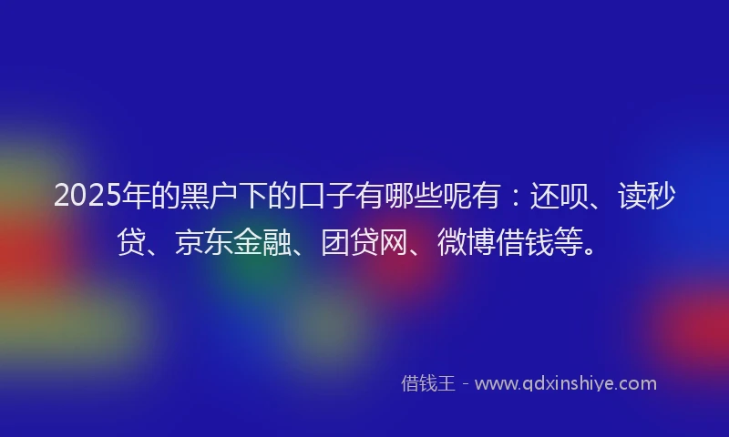 2025年的黑户下的口子有哪些呢有：还呗、读秒贷、京东金融、团贷网、微博借钱等。