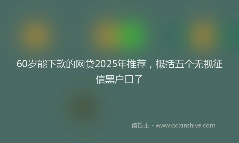 60岁能下款的网贷2025年推荐，概括五个无视征信黑户口子