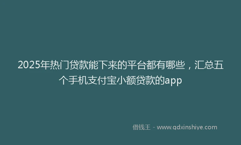 2025年热门贷款能下来的平台都有哪些，汇总五个手机支付宝小额贷款的app