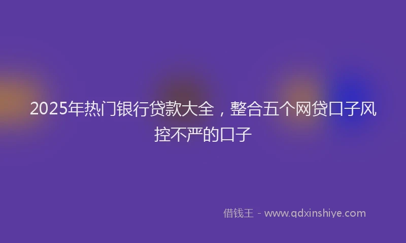 2025年热门银行贷款大全，整合五个网贷口子风控不严的口子