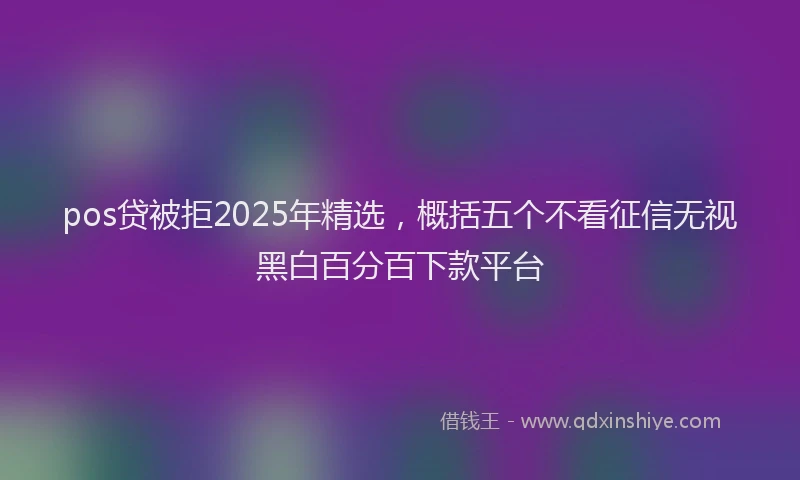 pos贷被拒2025年精选，概括五个不看征信无视黑白百分百下款平台