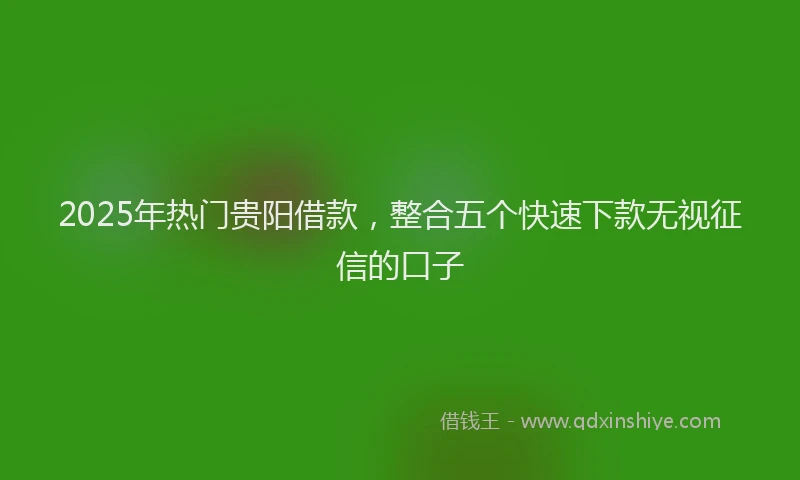 2025年热门贵阳借款，整合五个快速下款无视征信的口子
