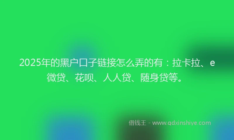 2025年的黑户口子链接怎么弄的有：拉卡拉、e微贷、花呗、人人贷、随身贷等。