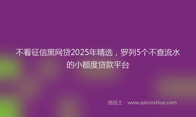 不看征信黑网贷2025年精选，罗列5个不查流水的小额度贷款平台