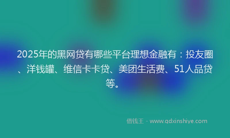 2025年的黑网贷有哪些平台理想金融有：投友圈、洋钱罐、维信卡卡贷、美团生活费、51人品贷等。