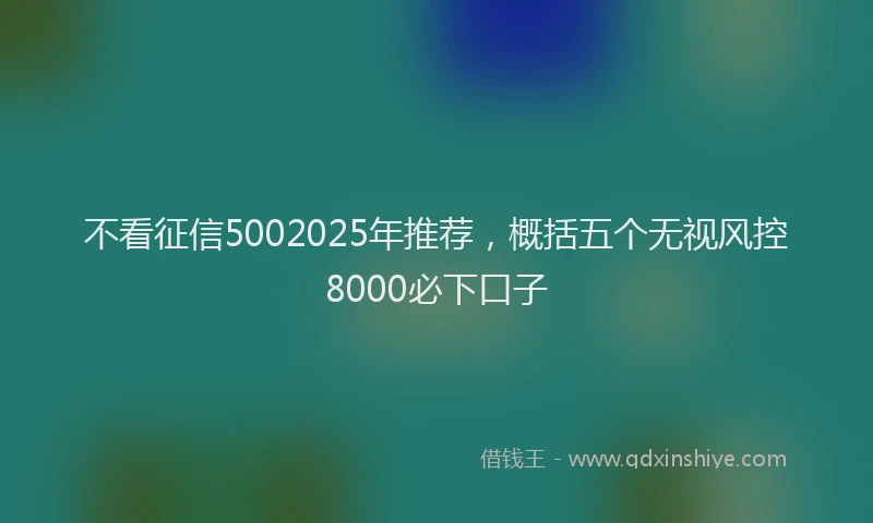 不看征信5002025年推荐，概括五个无视风控8000必下口子