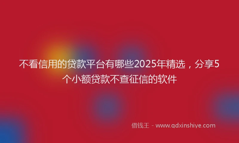 不看信用的贷款平台有哪些2025年精选，分享5个小额贷款不查征信的软件