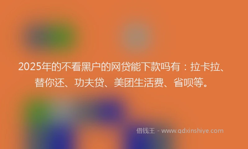 2025年的不看黑户的网贷能下款吗有：拉卡拉、替你还、功夫贷、美团生活费、省呗等。