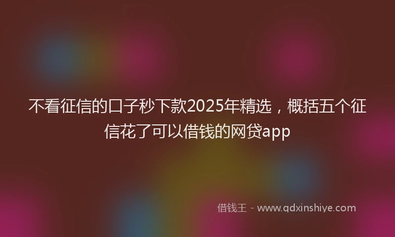 不看征信的口子秒下款2025年精选，概括五个征信花了可以借钱的网贷app
