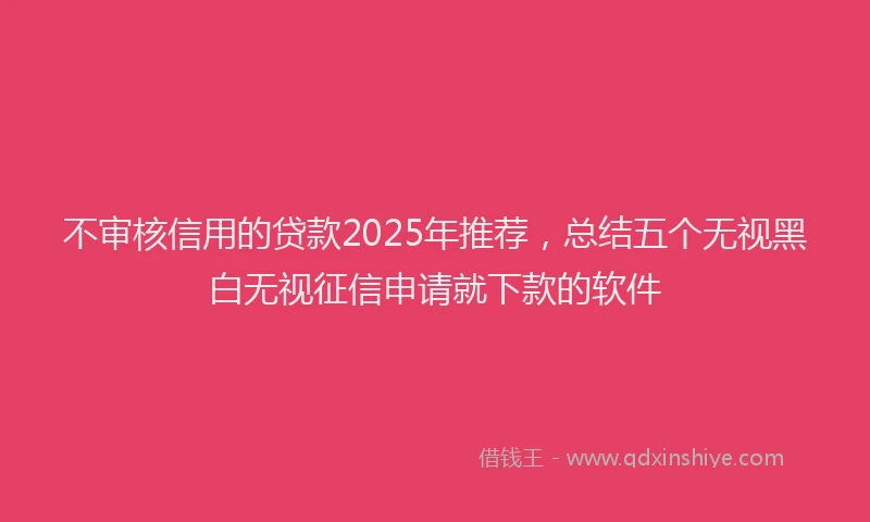 不审核信用的贷款2025年推荐，总结五个无视黑白无视征信申请就下款的软件