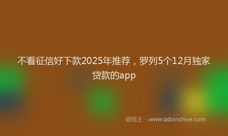 不看征信好下款2025年推荐，罗列5个12月独家贷款的app