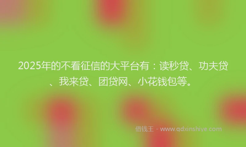 2025年的不看征信的大平台有：读秒贷、功夫贷、我来贷、团贷网、小花钱包等。