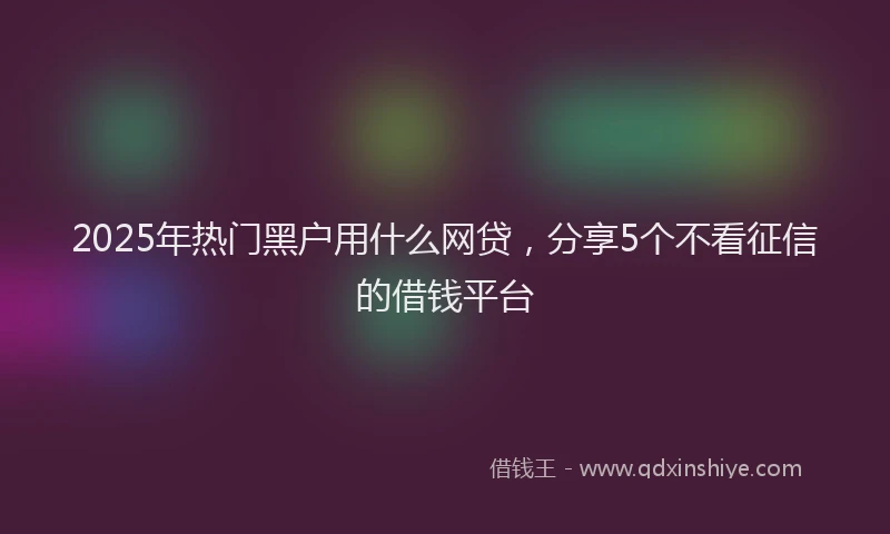 2025年热门黑户用什么网贷，分享5个不看征信的借钱平台