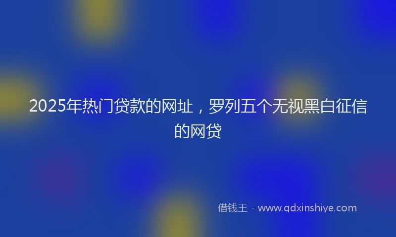 2025年热门贷款的网址，罗列五个无视黑白征信的网贷
