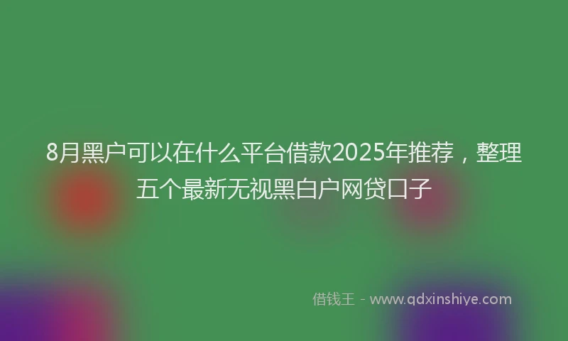 8月黑户可以在什么平台借款2025年推荐，整理五个最新无视黑白户网贷口子