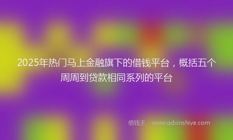 2025年热门马上金融旗下的借钱平台，概括五个周周到贷款相同系列的平台