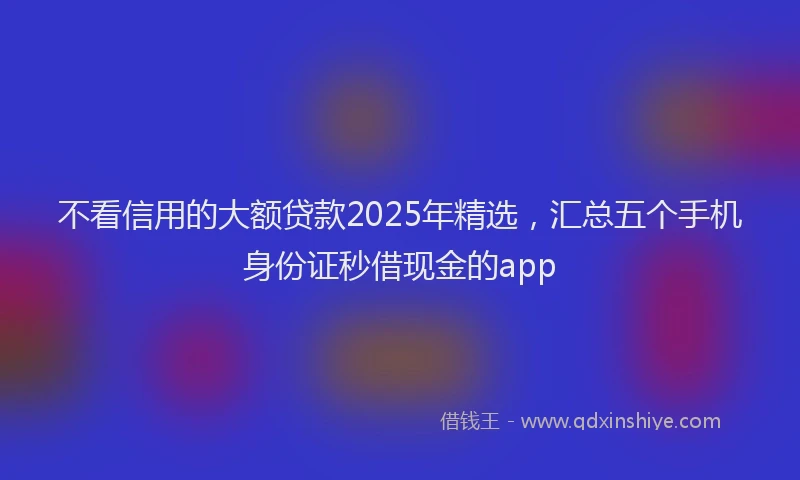 不看信用的大额贷款2025年精选，汇总五个手机身份证秒借现金的app