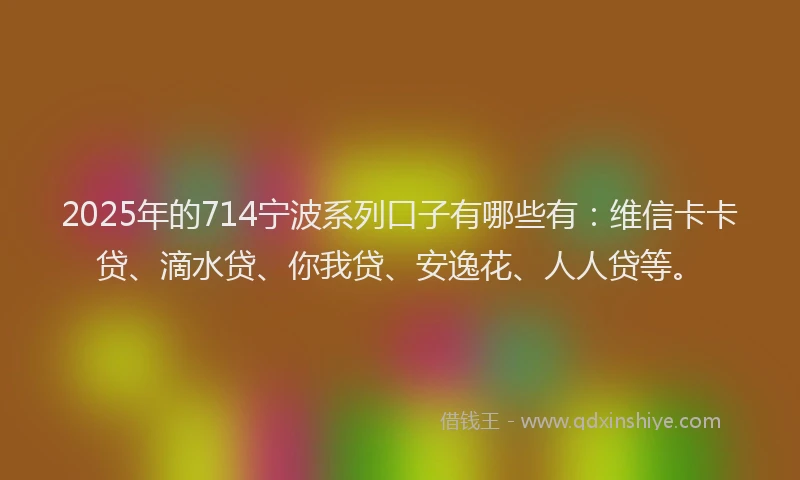 2025年的714宁波系列口子有哪些有：维信卡卡贷、滴水贷、你我贷、安逸花、人人贷等。