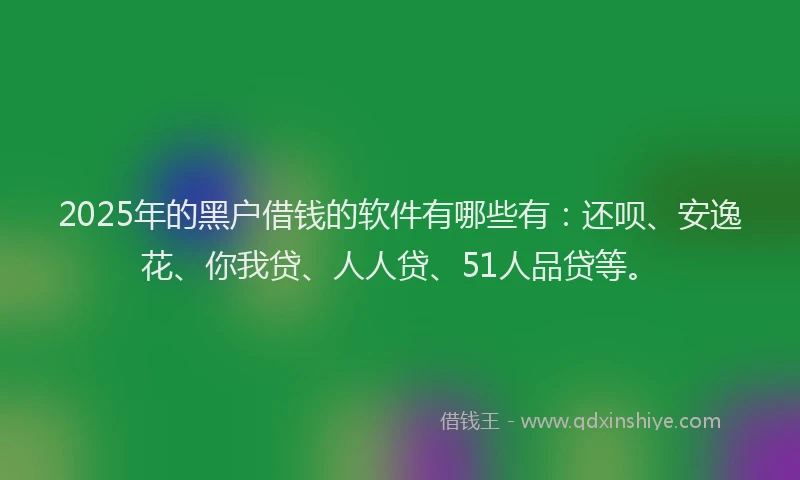 2025年的黑户借钱的软件有哪些有：还呗、安逸花、你我贷、人人贷、51人品贷等。