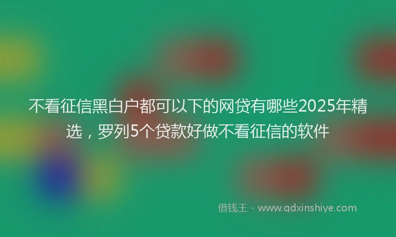 不看征信黑白户都可以下的网贷有哪些2025年精选，罗列5个贷款好做不看征信的软件