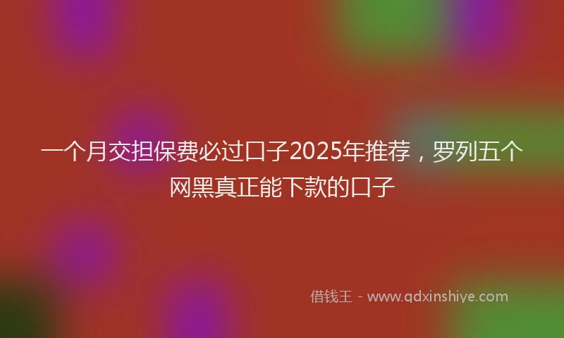 一个月交担保费必过口子2025年推荐，罗列五个网黑真正能下款的口子