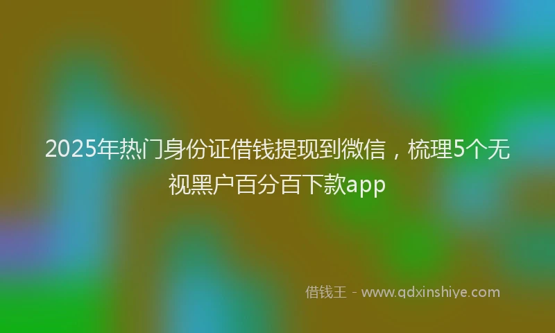 2025年热门身份证借钱提现到微信，梳理5个无视黑户百分百下款app