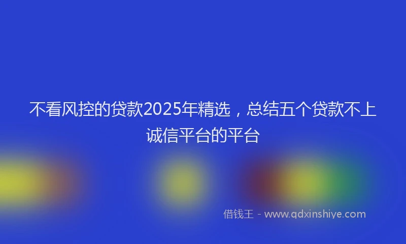 不看风控的贷款2025年精选，总结五个贷款不上诚信平台的平台