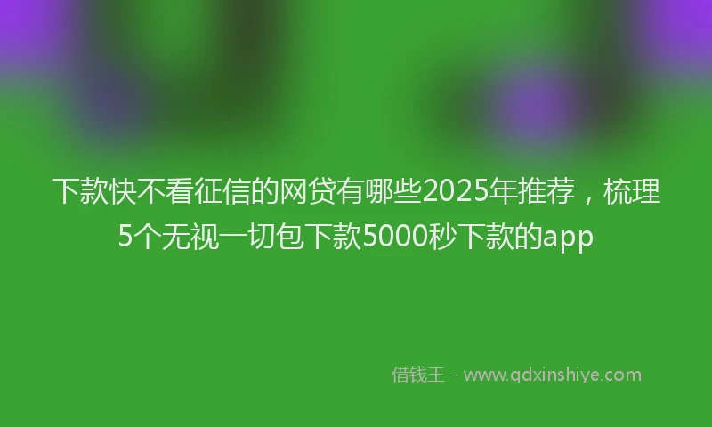 下款快不看征信的网贷有哪些2025年推荐，梳理5个无视一切包下款5000秒下款的app