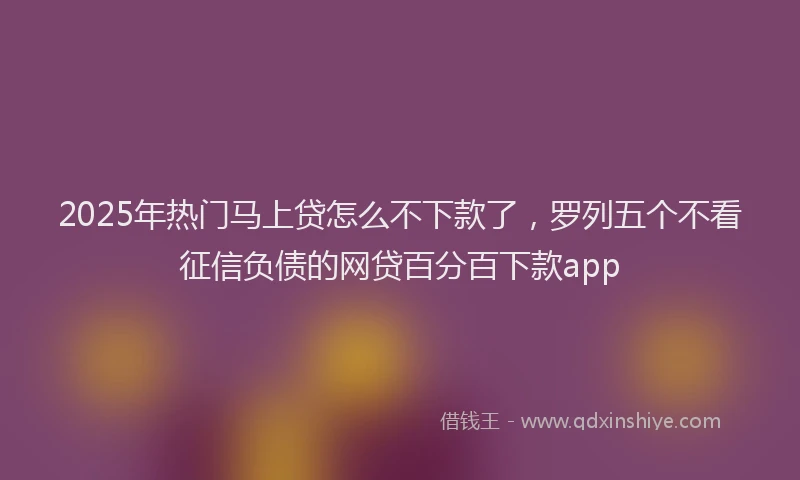 2025年热门马上贷怎么不下款了，罗列五个不看征信负债的网贷百分百下款app