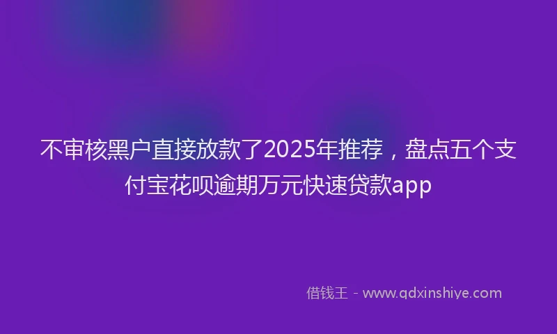 不审核黑户直接放款了2025年推荐，盘点五个支付宝花呗逾期万元快速贷款app