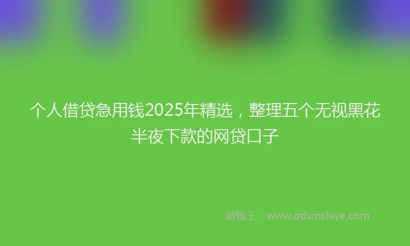 个人借贷急用钱2025年精选，整理五个无视黑花半夜下款的网贷口子
