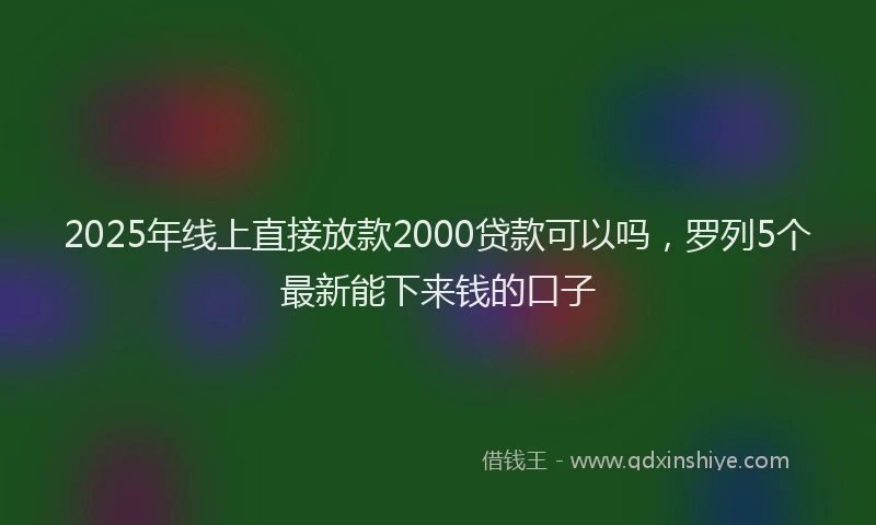 2025年线上直接放款2000贷款可以吗，罗列5个最新能下来钱的口子