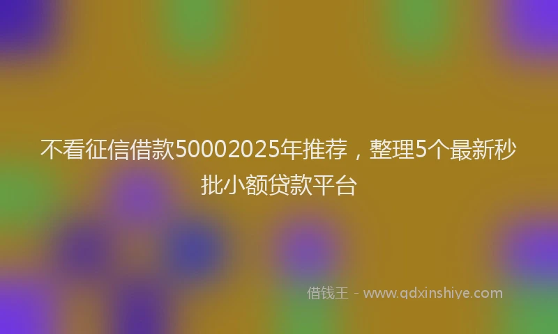 不看征信借款50002025年推荐，整理5个最新秒批小额贷款平台