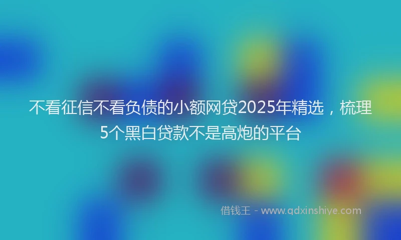 不看征信不看负债的小额网贷2025年精选，梳理5个黑白贷款不是高炮的平台